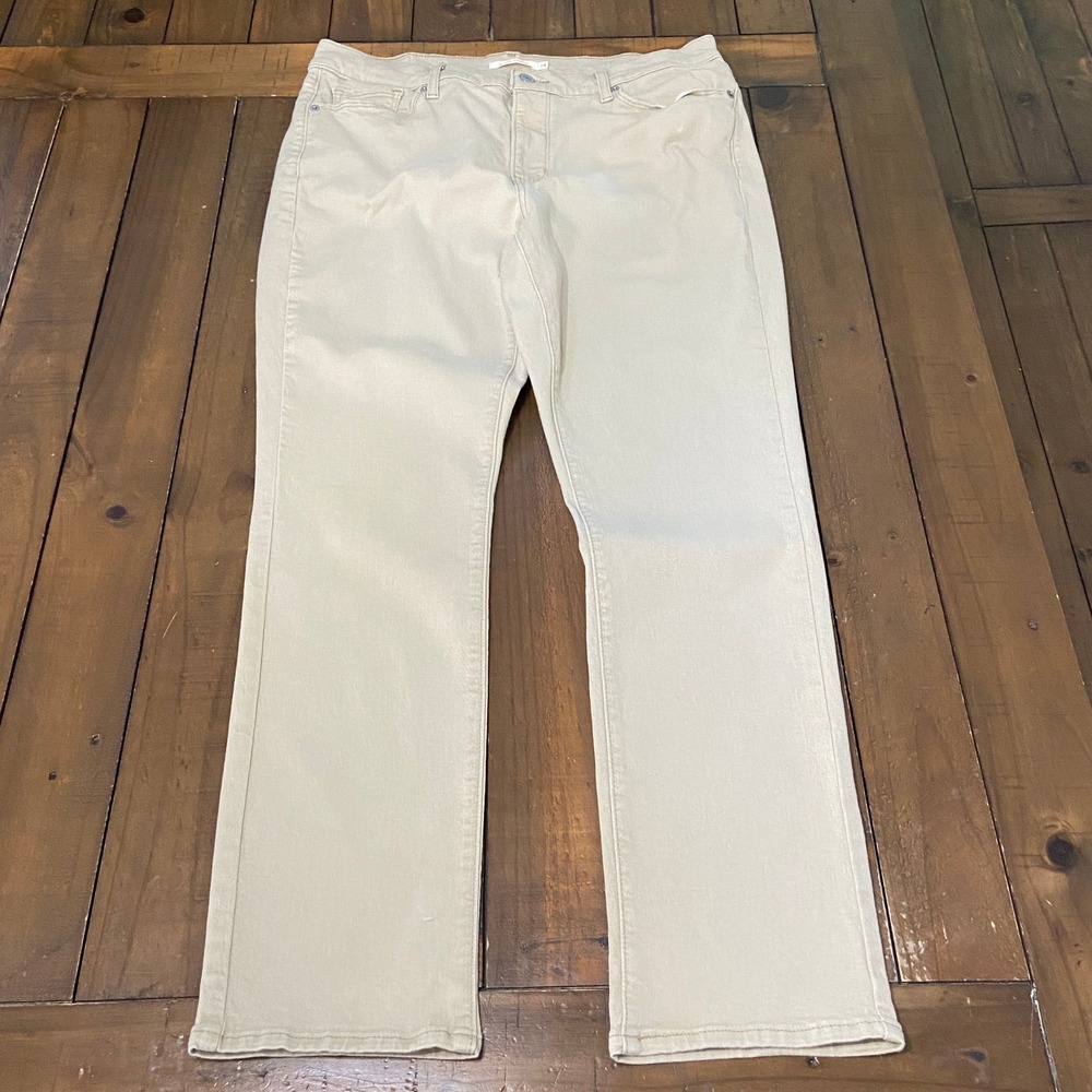 Levis Classic Straight Leg Jeans Womens 14 Tan Khaki Mid Rise Pants